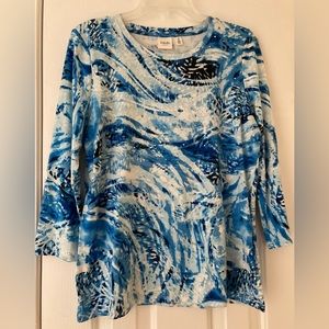 Rafaella blue print top with small silver studs